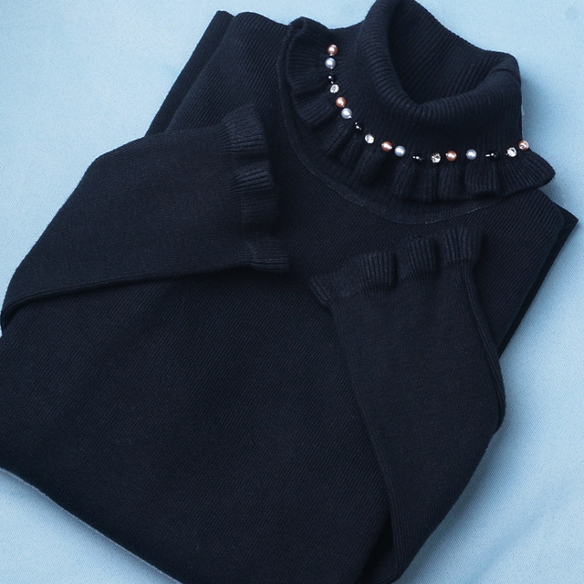 Turtleneck stretch slim fit bottoming sweater pullover