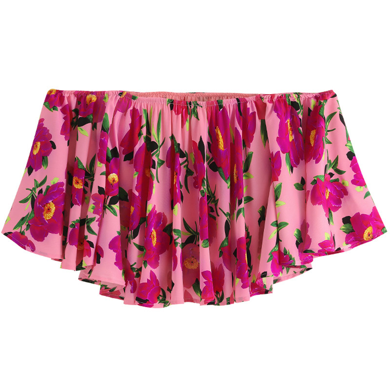 一字肩碎花抹胸女外穿夏高级感衬衣 弥古蕾丝衫/雪纺衫