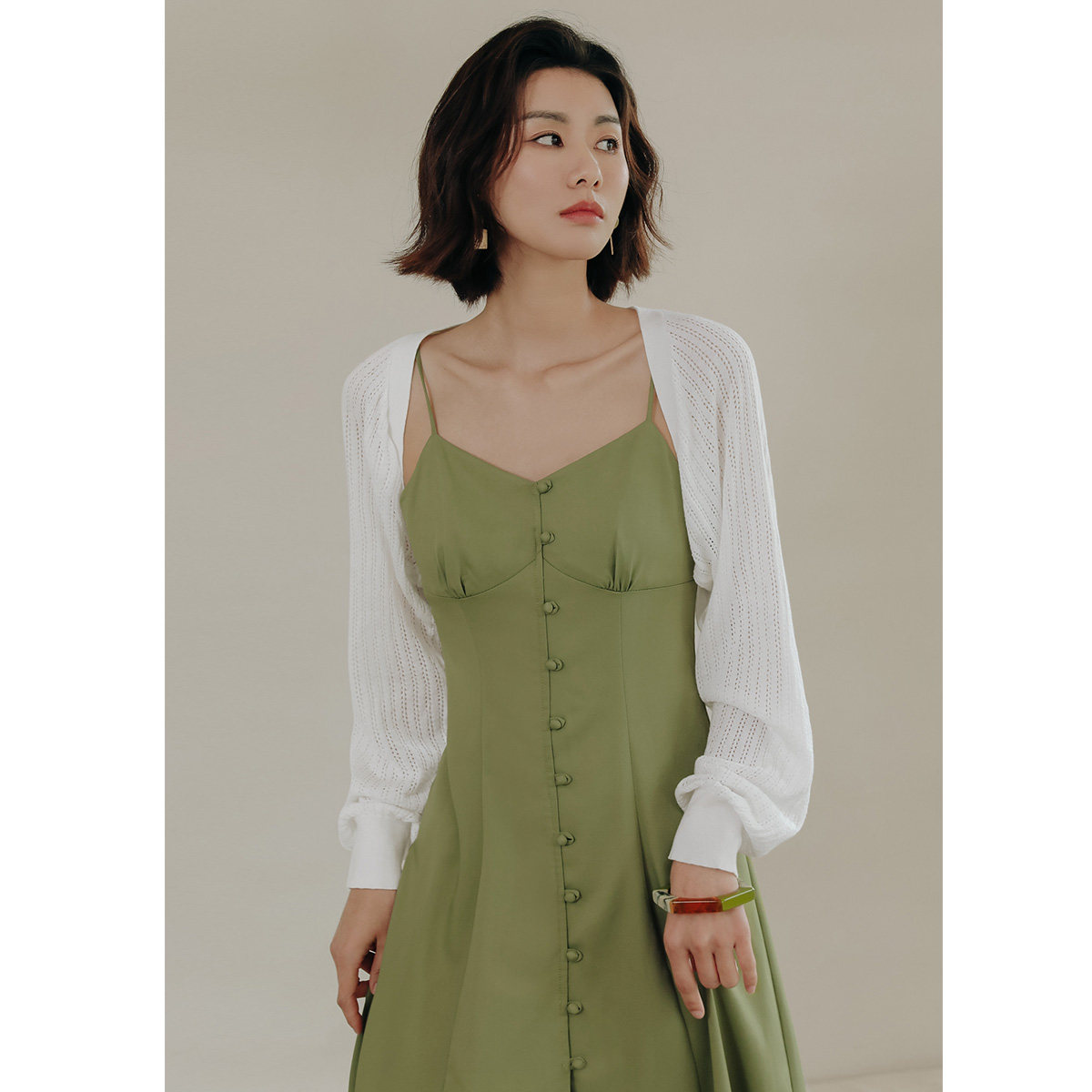 弥古法式小坎肩夏季防晒冰丝吊带裙 弥古毛针织衫