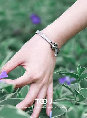 TOOJ原创甜酷桃心合金开口手镯
