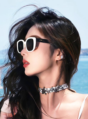 白框猫眼墨镜女2025新款防晒防紫外线高级感复古近视太阳镜24063