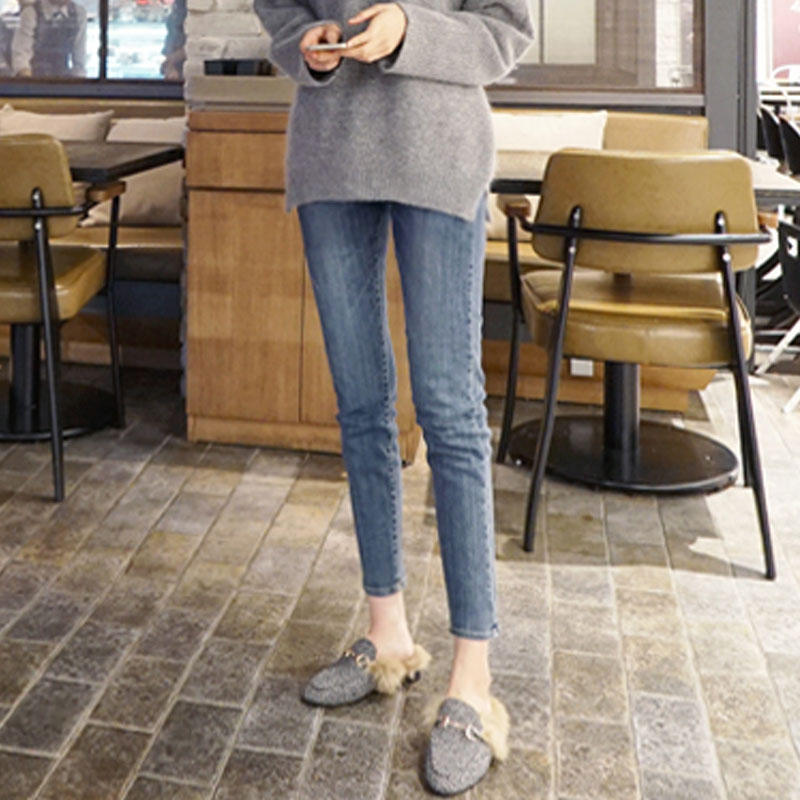 雅羊人旗舰店牛仔裤女高腰显瘦150小个子秋装搭配显高年新款爆款九分小脚1