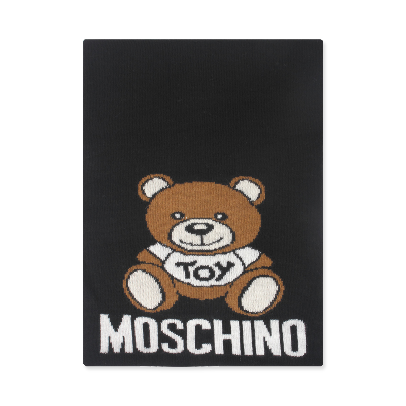 MOSCHINO/莫斯奇诺 女士大泰迪熊字母logo围巾时尚简约休闲送女友