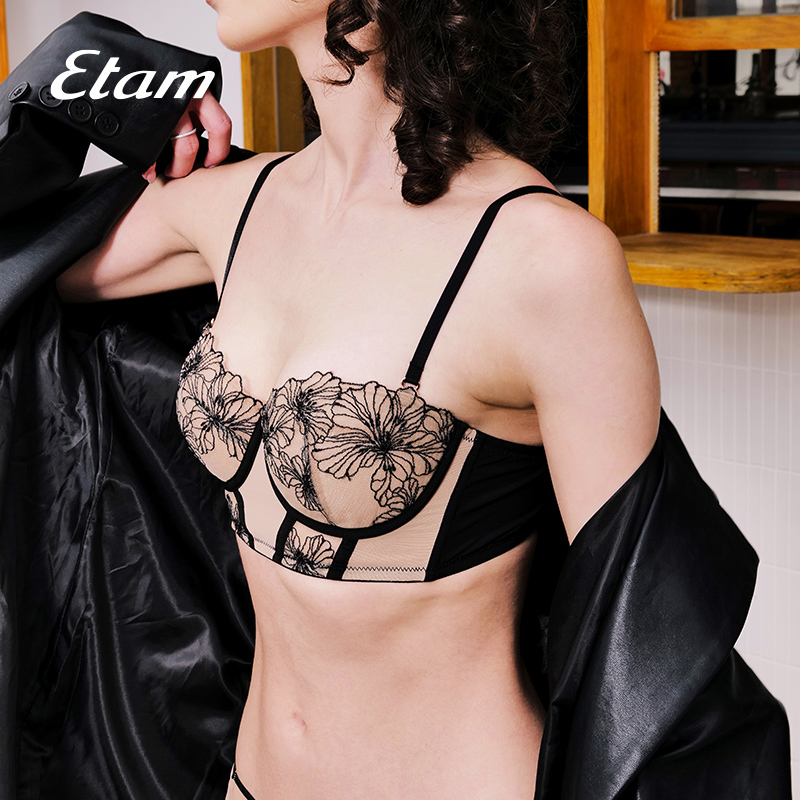 Etam Winter Garden山茶花系列有钢圈拼棉阳台杯胸衣性感女士内衣