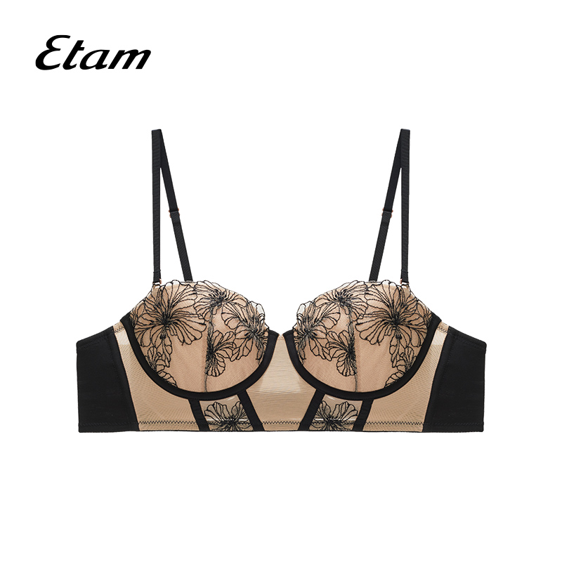 Etam Winter Garden山茶花系列有钢圈拼棉阳台杯胸衣性感女士内衣