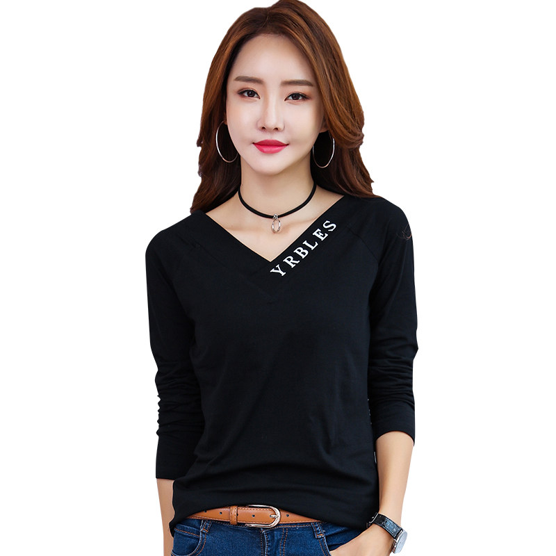 洋气春秋黑色长袖2020年新款t恤 轩凌子T恤