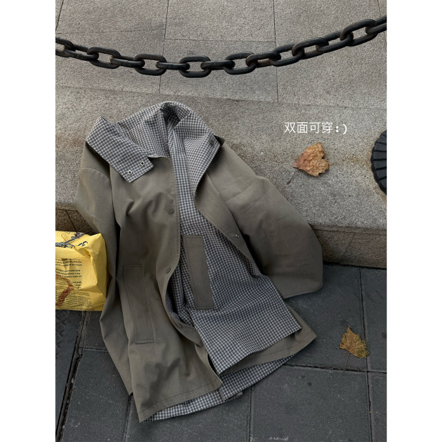 Lao Zhang and Little Fatty PONGKIKI Paris Old Dream Silhouette Windbreaker British Style High-quality Lapel Coat
