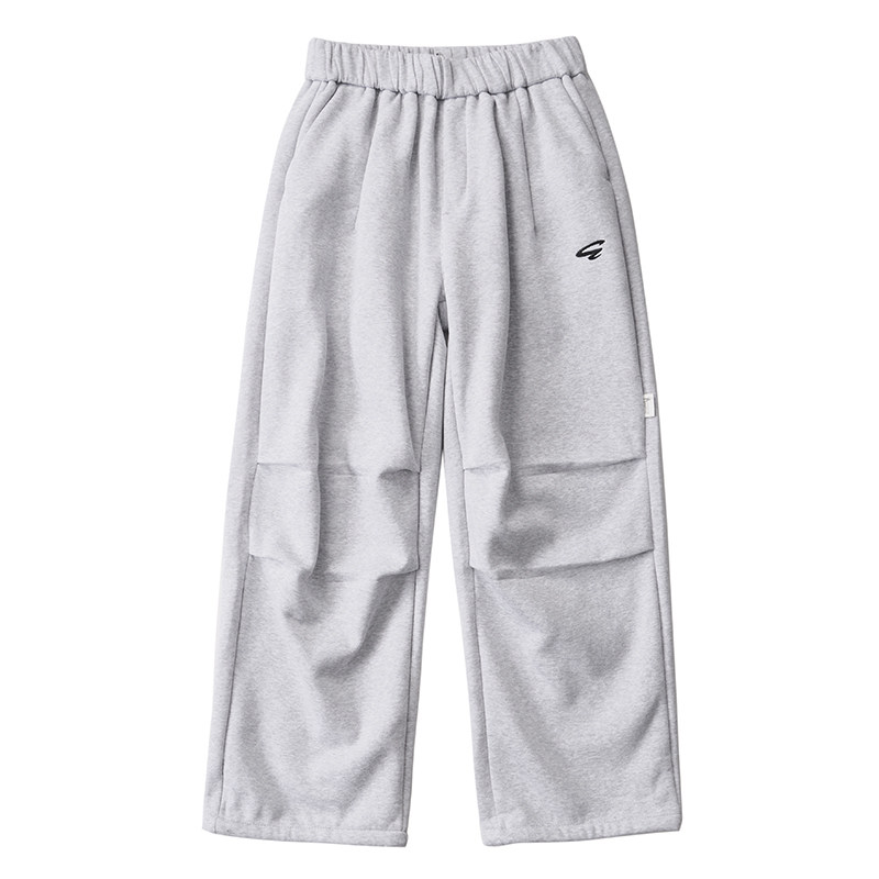 ACTIONS秋冬基础刺绣加绒卫裤宽松褶边阔腿抽绳松紧束脚休闲长裤,淘宝优惠券,粉丝福利购,淘宝优惠卷