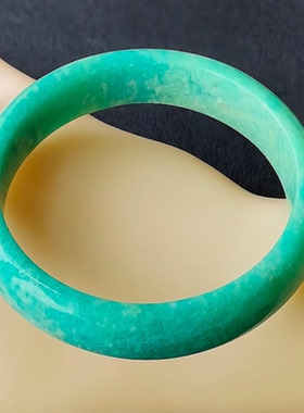 天然水晶手镯天河石手镯老矿天河石镯子内径56条宽14MM生日礼物女