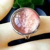 Natural crystal ring green ghost ring Brazilian pink ghost ring crystal body silver bag closed birthday gift for women