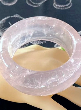 天然水晶手镯粉水晶手镯粉晶加宽手镯宽版内径60MM条宽33MM礼物女