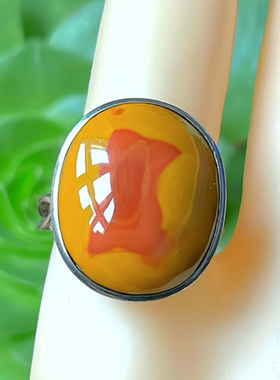 天然水晶戒指南红戒指战国红戒指戒面女手工银包S925生日礼物饰品