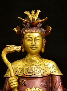 黄铜地皇老母摆件地母娘娘后土娘娘铜像西王圣母家用供奉摆件