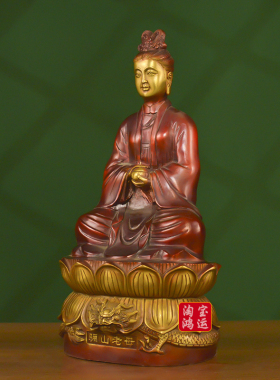 纯黄铜骊山老母坐莲花神像人物摆件家居供养骊山老母梨山大号铜像