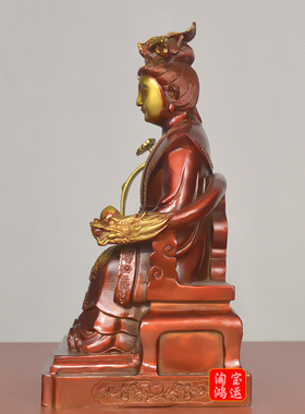 纯黄铜西王圣母娘娘摆件大号金母元君客厅供养瑶池金母西王母神像