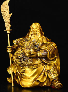 黄铜关公神像卡通摆件铜财神爷武财神关羽关二爷像店铺客厅饰品