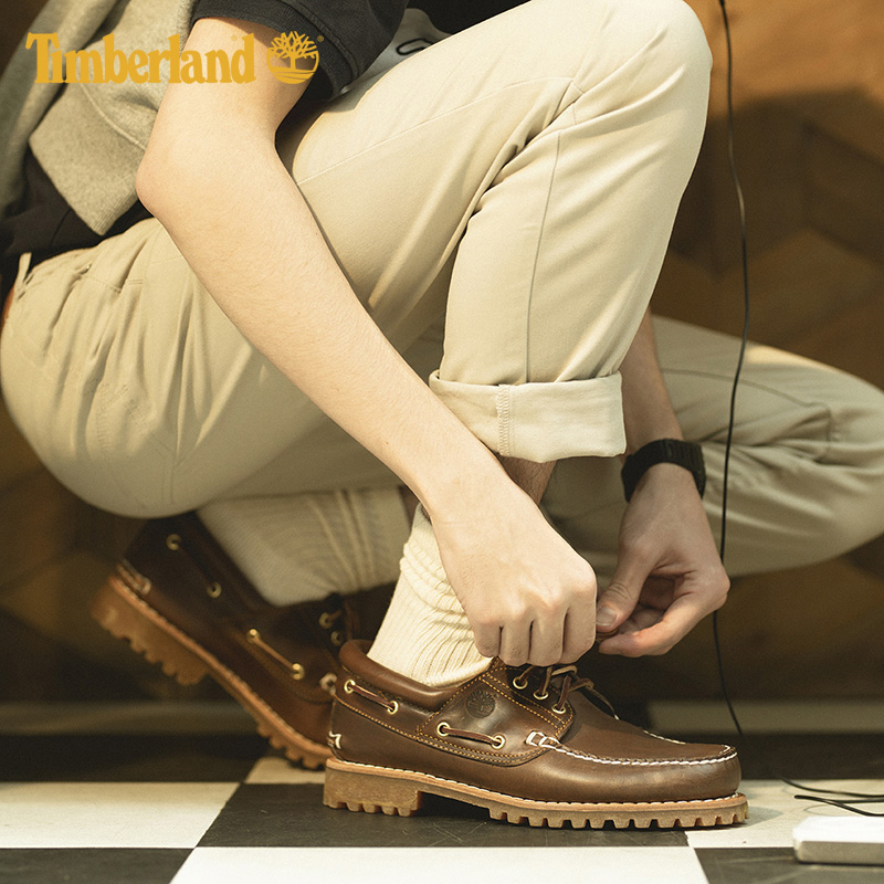 Timberland添柏嵐男鞋透氣低幫牛皮經典戶外休閒手工船鞋|30003