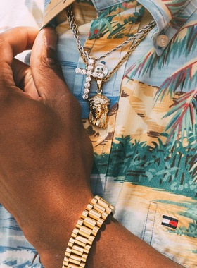 欧美嘻哈潮男15mm宽版钛钢手表带手链个性简约ins潮人手饰品