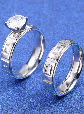 婚礼配饰钛钢情侣戒指欧美时尚简约一对指环结婚男女饰品不锈钢