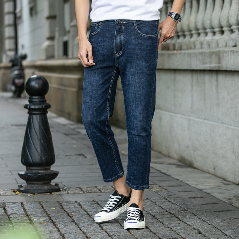秋季九分裤高端男直筒8分休闲裤 波斯龙牛仔裤