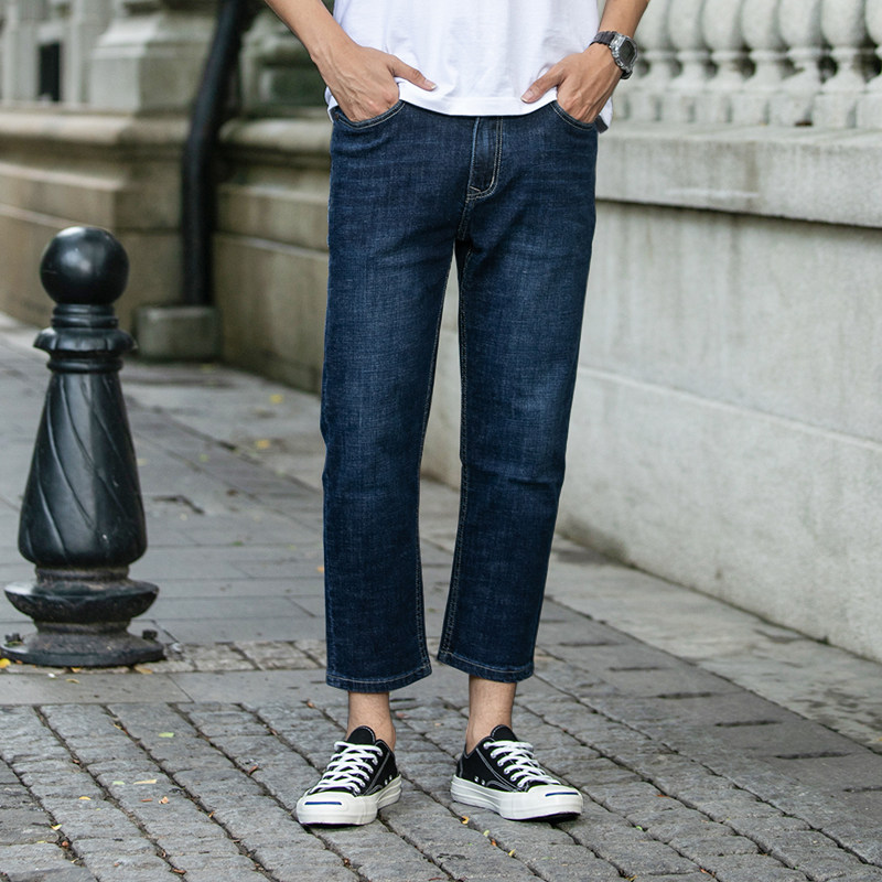 秋季九分裤高端男直筒8分休闲裤 波斯龙牛仔裤