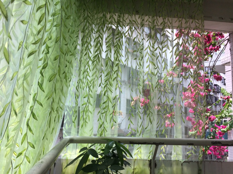 田园风格窗纱成品绿色客厅卧室阳台落地窗特价柳叶纱帘
