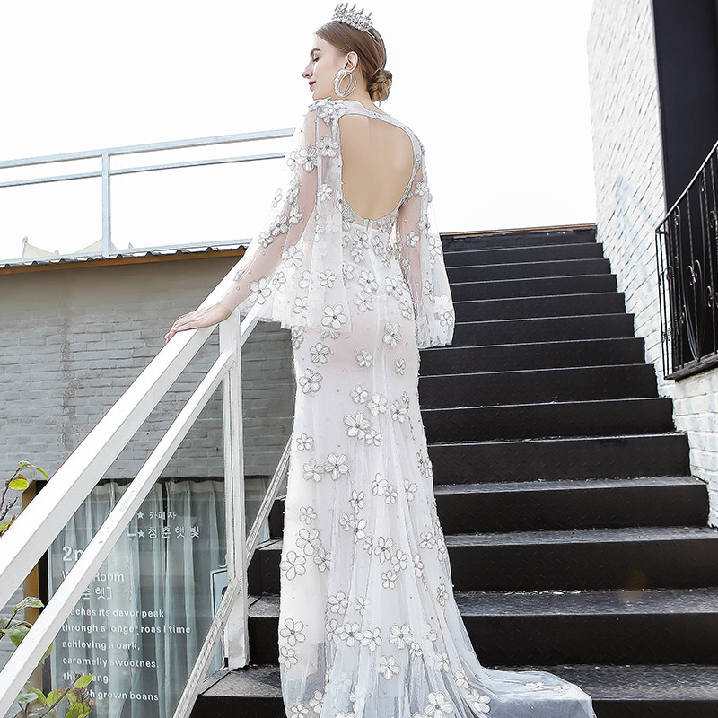 leedyme推荐深v性感新娘长款婚纱 leedyme礼服/晚装