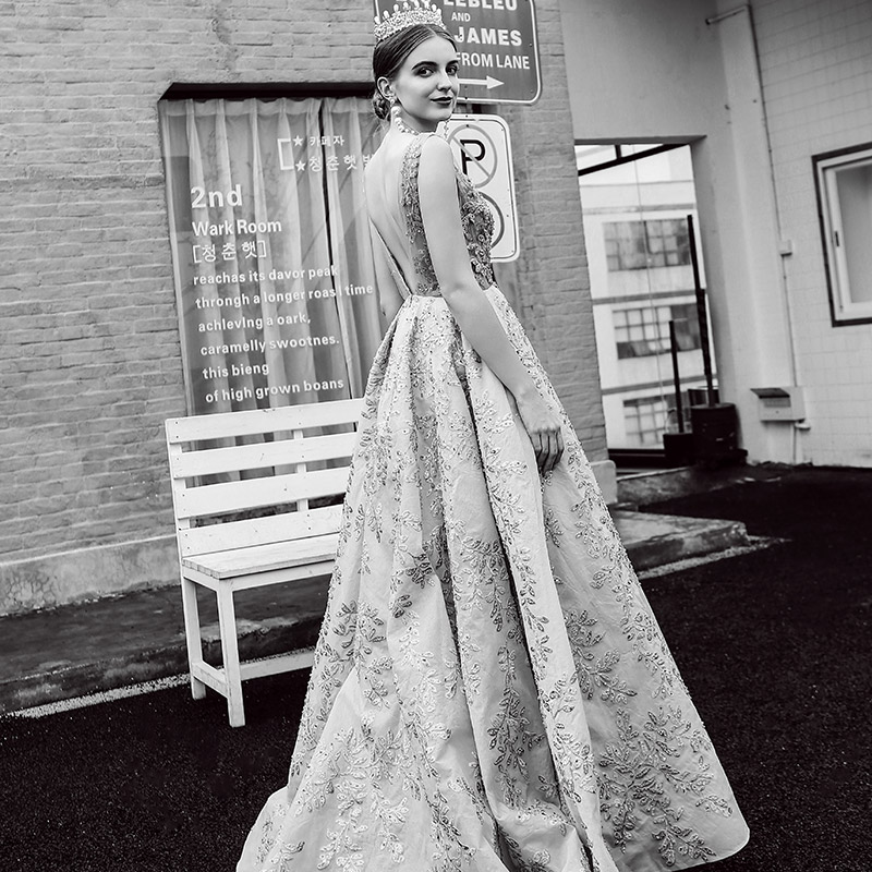 leedy新款 me重工手工钉珠刺绣婚纱 leedyme礼服/晚装