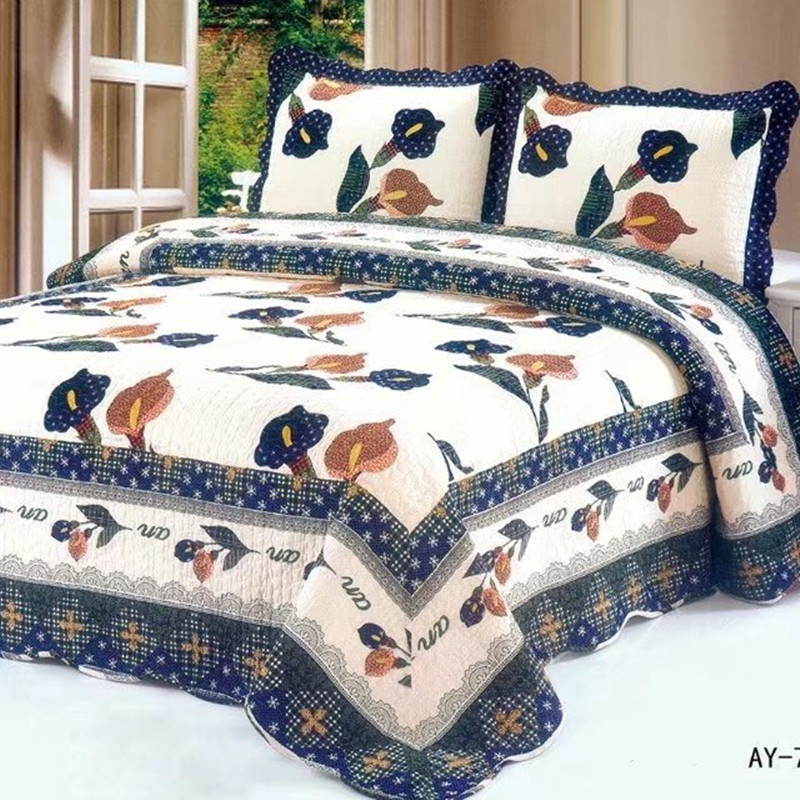 美式双面纯棉韩国高档2024新款床盖绗缝被三件套欧式四季通用床单