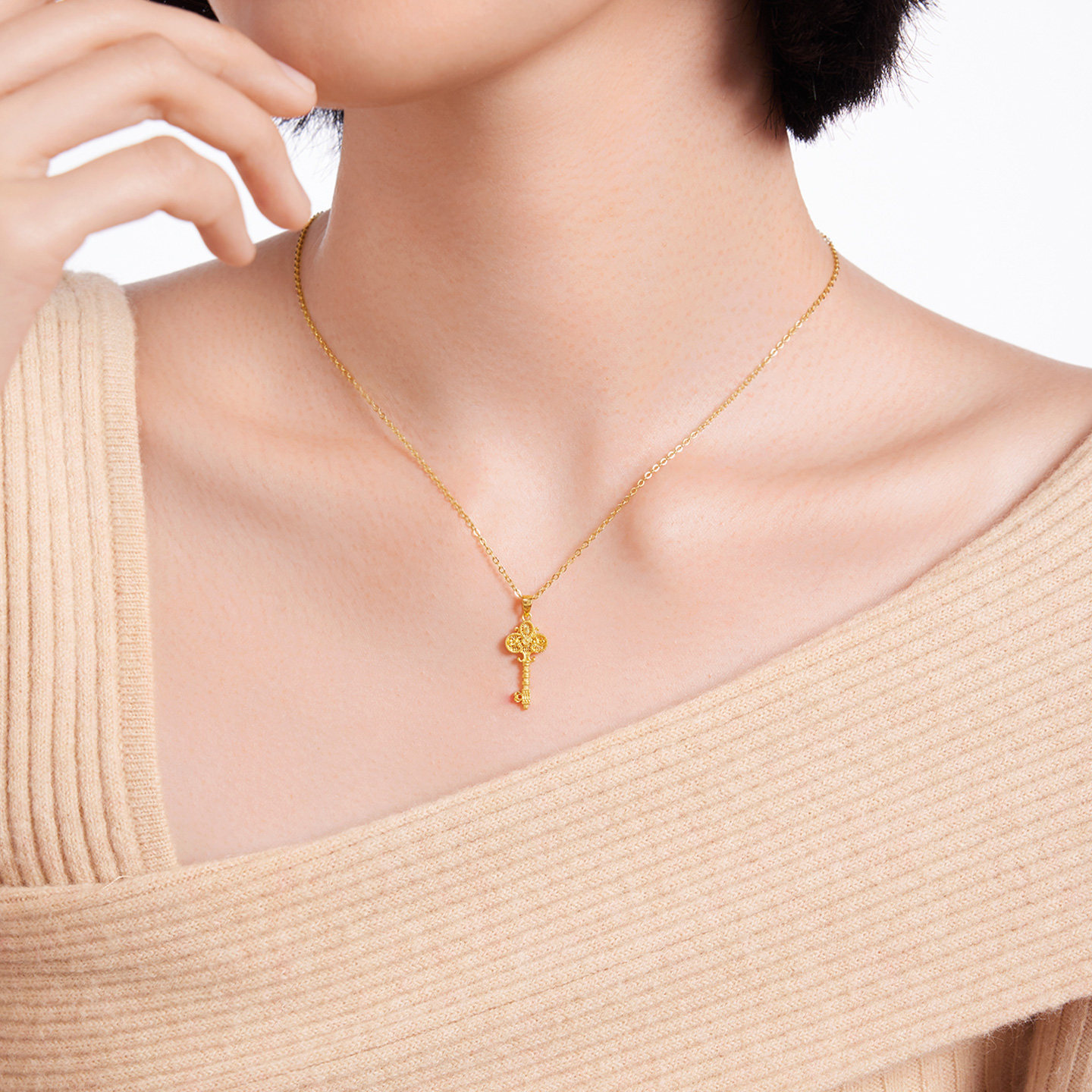 赛菲尔黄金钥匙吊坠足金999.9金钥匙三叶草挂坠权仗之匙节日送礼,淘宝优惠券,粉丝福利购,淘宝优惠卷