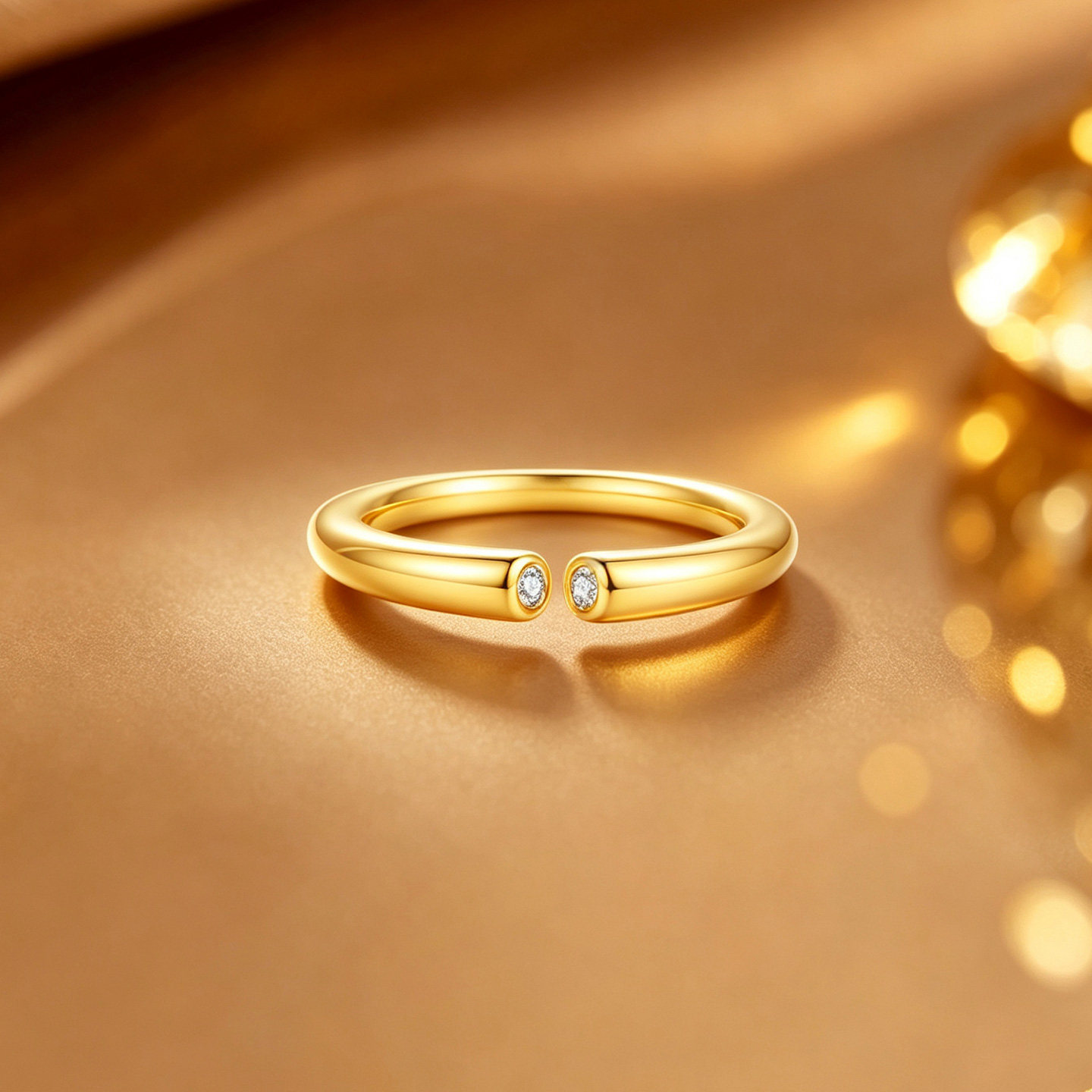Safir gold ring pure gold 5D hard gold old money style fashionable minimalist versatile open ring as a gift for your girlfriend