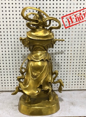 ㊣步步莲花 黄铜韦陀菩萨横杵韦陀寺院供奉佛像