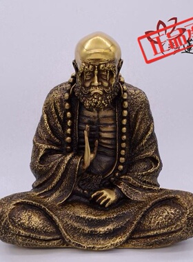 ㊣步步莲花 黄铜达摩祖师道家佛像摆件