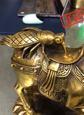 ㊣步步莲花 黄铜马上赢家居摆件