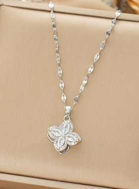 【钛钢】轻奢旋转花朵锆石轻奢设计百搭韩风ins小众设计直播项链