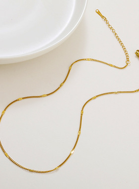 钛钢项链单链盒子瓜子侧身锤圆蛇骨十字嘴唇O字女锁骨链配链