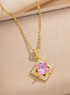 【套装】跨境时尚气质轻奢满锆精致元素风铜微镶耳环项链套装组合