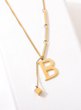 欧美时尚流苏字母套装项链小众设计感钛钢项链女不掉色锁骨链饰品