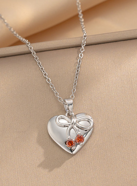 日韩感流行钛钢项链爱心红色樱桃吊坠项链女轻奢小众锁骨链配饰