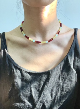 柠檬与树莓项链奇异独立设计玉石