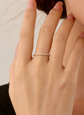 S925纯银跨境百搭满钻戒指高级感