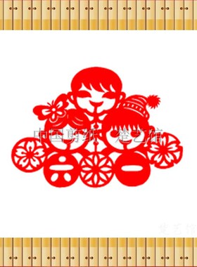庆六一儿童节剪纸窗花幼儿园学校剪纸画装饰画学生手工作品中国梦