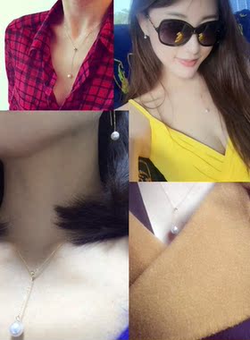 玫瑰金生日礼物送女友珍珠吊坠