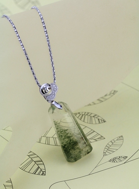 水晶方形平安无事牌礼物绿幽灵