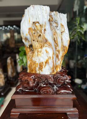 天然树化玉原石桌面玄关石头摆件