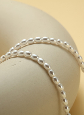 跨境单层仿珍珠项链女 小众ins风椭圆贝珠珍珠项链简约百搭锁骨链