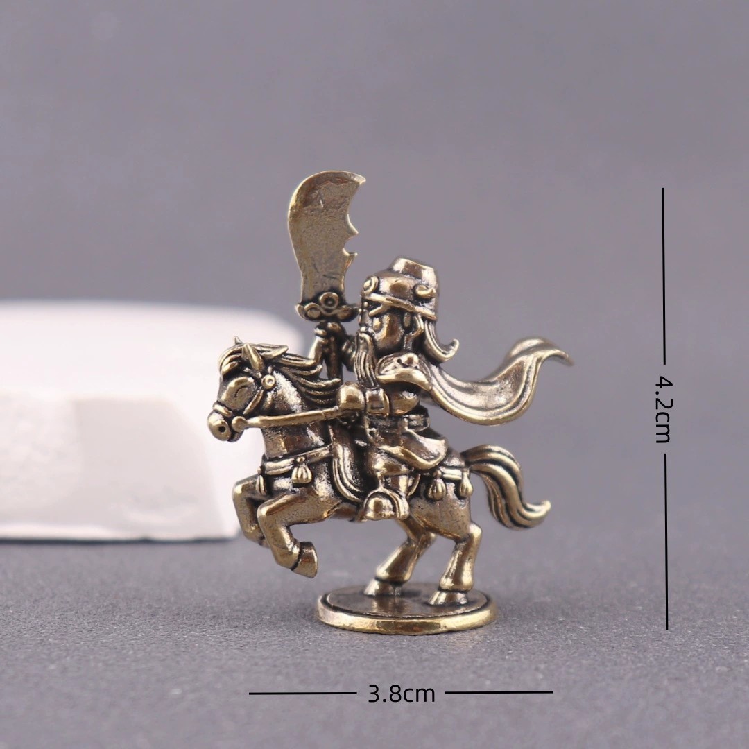 纯黄铜骑马关公小号带刀关公复古办公室桌面装饰茶宠工艺品铜摆件,淘宝优惠券,粉丝福利购,淘宝优惠卷