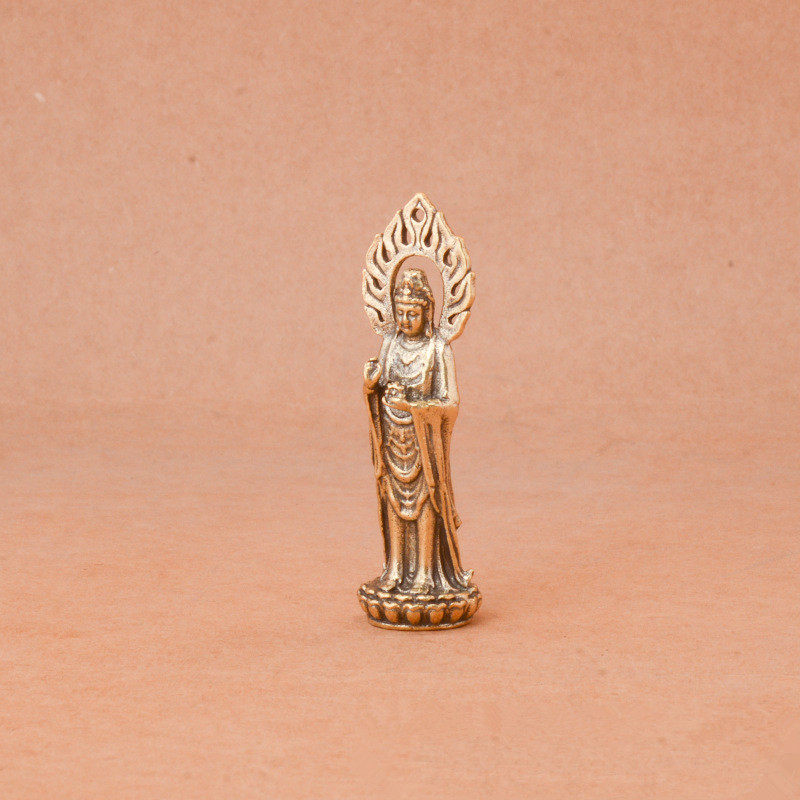 创意纯黄铜复佛光观音佛像观音铜雕居家工艺品书桌办公桌装饰摆件,淘宝优惠券,粉丝福利购,淘宝优惠卷