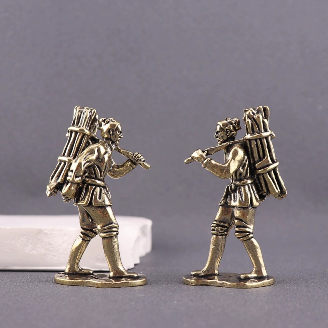 纯黄铜樵夫老头砍柴老人被柴实心复古造景装饰桌面茶宠工艺品摆件,淘宝优惠券,粉丝福利购,淘宝优惠卷