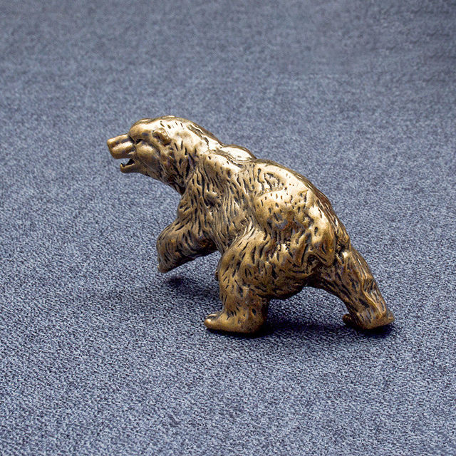 Brass old polar bear desktop ornaments antiques miscellaneous bear tea pet study paperweight pen rest old copperware